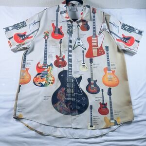 Men Short Sleeve Shirt Extra Large Electric Gibson Guitar Rockabilly Cowboy